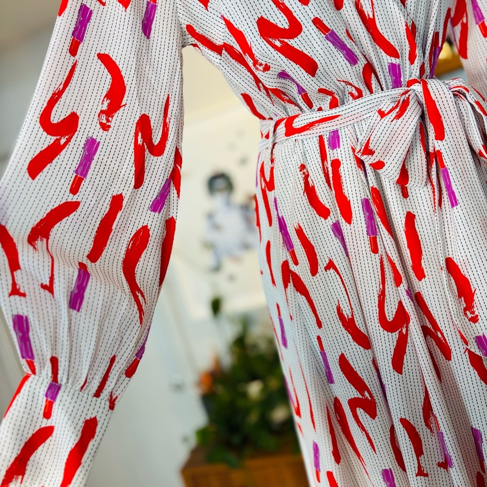 The Moon-Elegant Red and Purple Patterned Maxi Dress - Picture 4 of 14